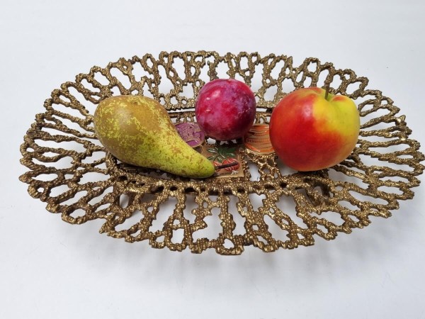 Tamar Raban Israel 184 Judaïca Jerusalem Brutalist Brass Dish mand schaal enamel brass bronze dish tray vintage-00010